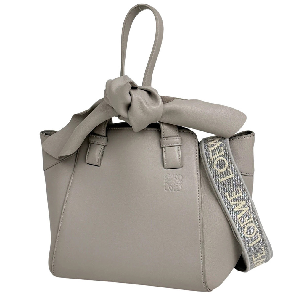 Loewe Hammock Nugget Bunny Anagram Handbag Leather Gray